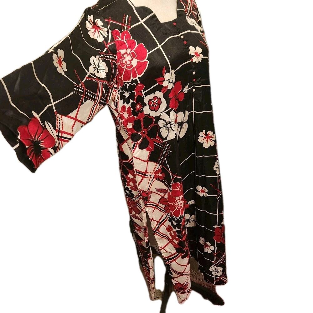 VTG SILK 70s Floral Hostess Kaftan Dress Boho Lounge Maxi Festival Caftan